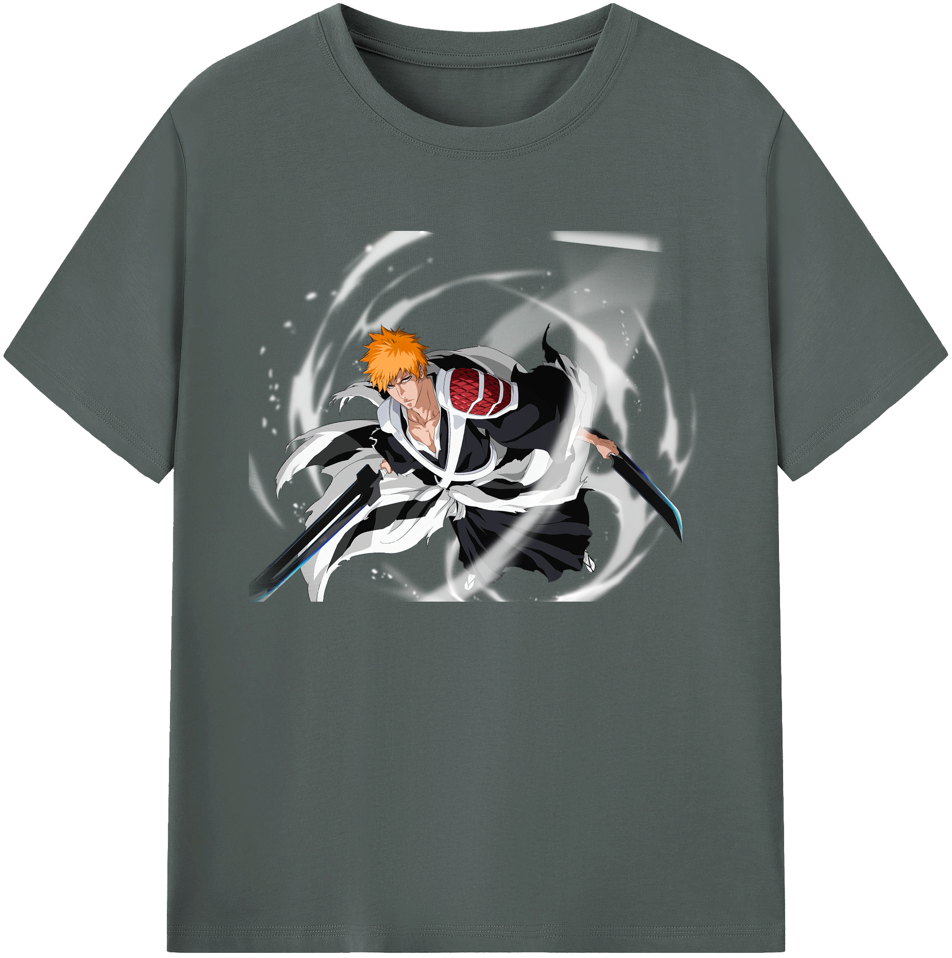 （画像用） ブリーチ 黒崎一護（くろさき いちご）BLEACH Kurosaki Ichigo 綿100％ メンズ半袖Tシャツ｜肌触りやわらか＆通気性